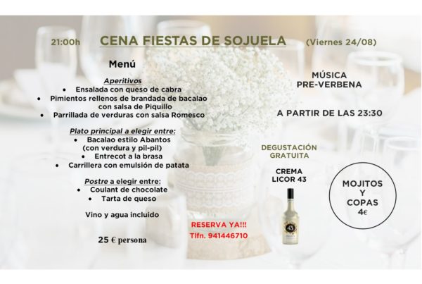 Cena especial fiestas Sojuela (Club de Campo Sojuela)